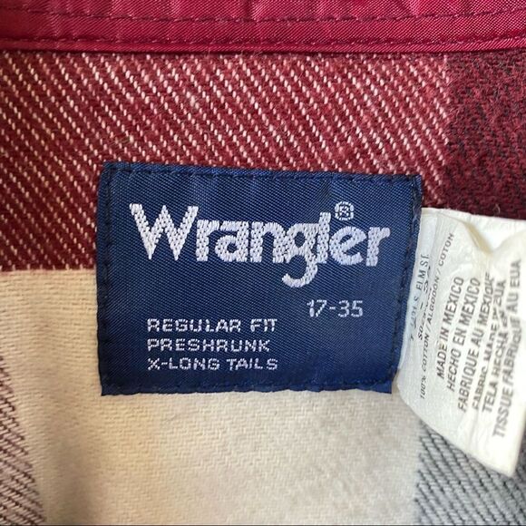 Wrangler plaid medium-weight flannel size 17-34 vintage - Picture 4 of 8